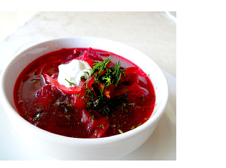 Борщ холодный с колбасой